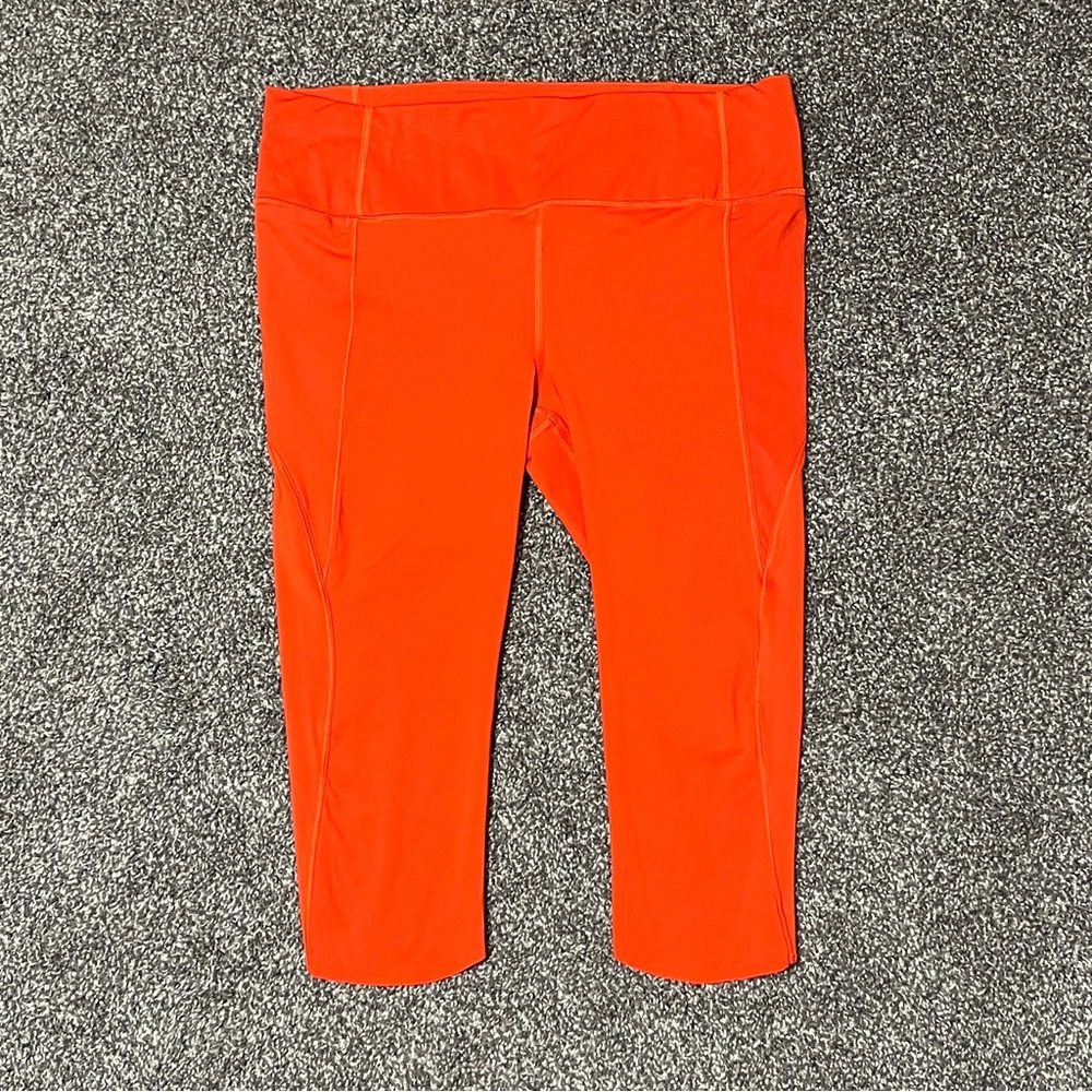 Athleta Women's Bright Orange Cropped Leggings Size M - Picture 2 of 7